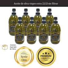 Cargar imagen en el visor de la galería, Aceite de oliva virgen extra SIN FILTRAR (8 garrafas de 2 litros)
