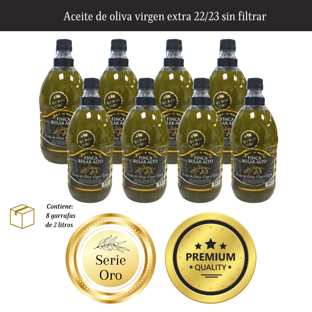 Aceite de oliva virgen extra SIN FILTRAR (8 garrafas de 2 litros)
